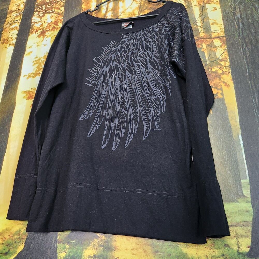 Harley Davidson Women's XL Wings Long Sleeve T-Shirt New Orleans Voodoo Heart - Picture 3 of 10